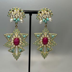 Turquoise Pink & White Earrings